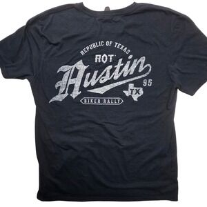 Gildan ROT Austin Biker Rally 95 Graphic T-Shirt Mens Large Black Tri-Blend